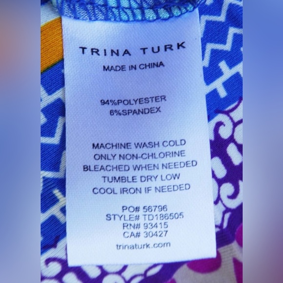 Trina Turk Emilia Shift Dress Festive Fringe Trim Multi Color Mixed Motifs - Picture 6 of 6